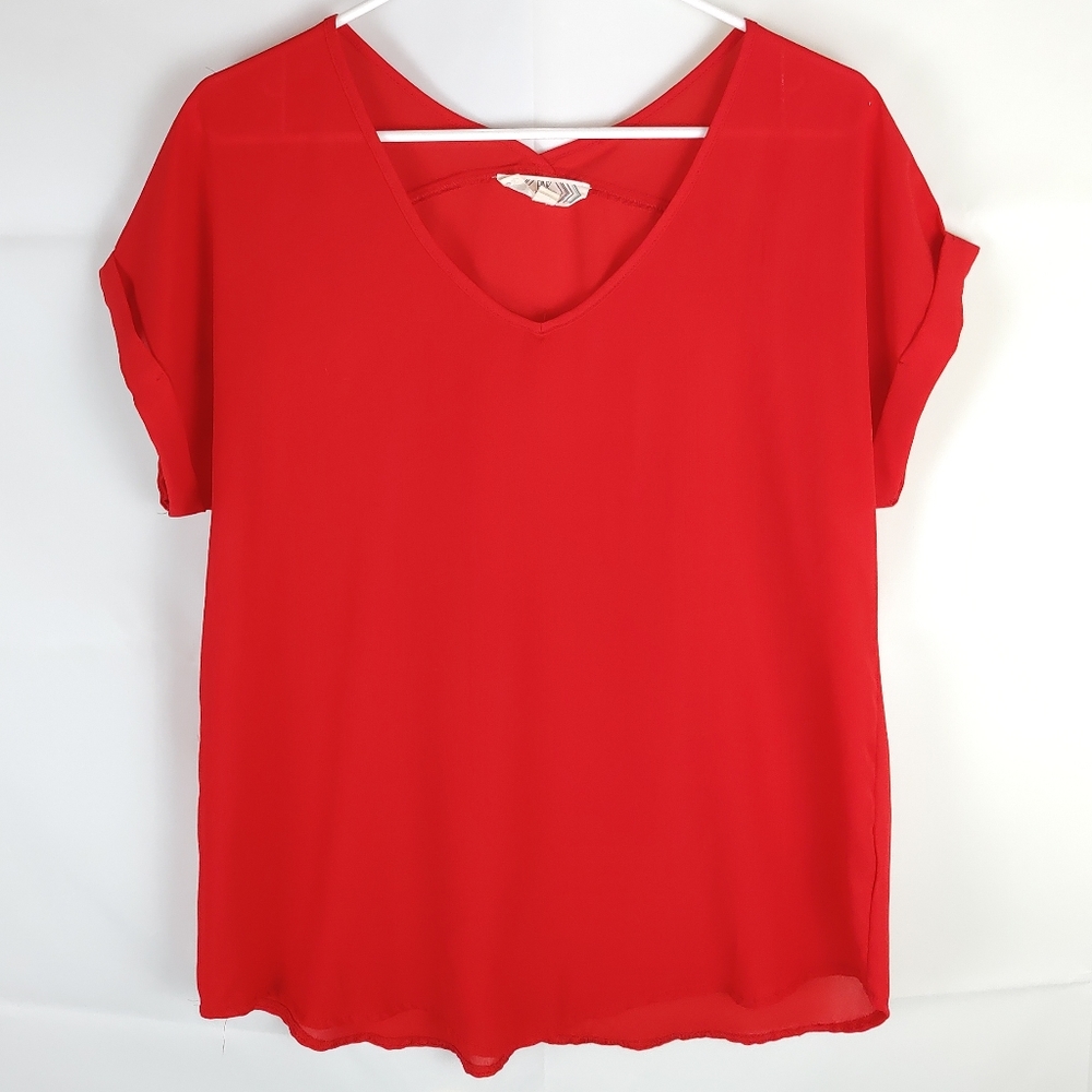 Pink Rose Red Blouse Top Womens M Casual Going Out Office Work Minimalist